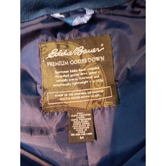Eddie Bauer Vest‎ Womens M Premium Goose Down Puffer Blue Floral Insulated Quilt - Picture 9 of 10